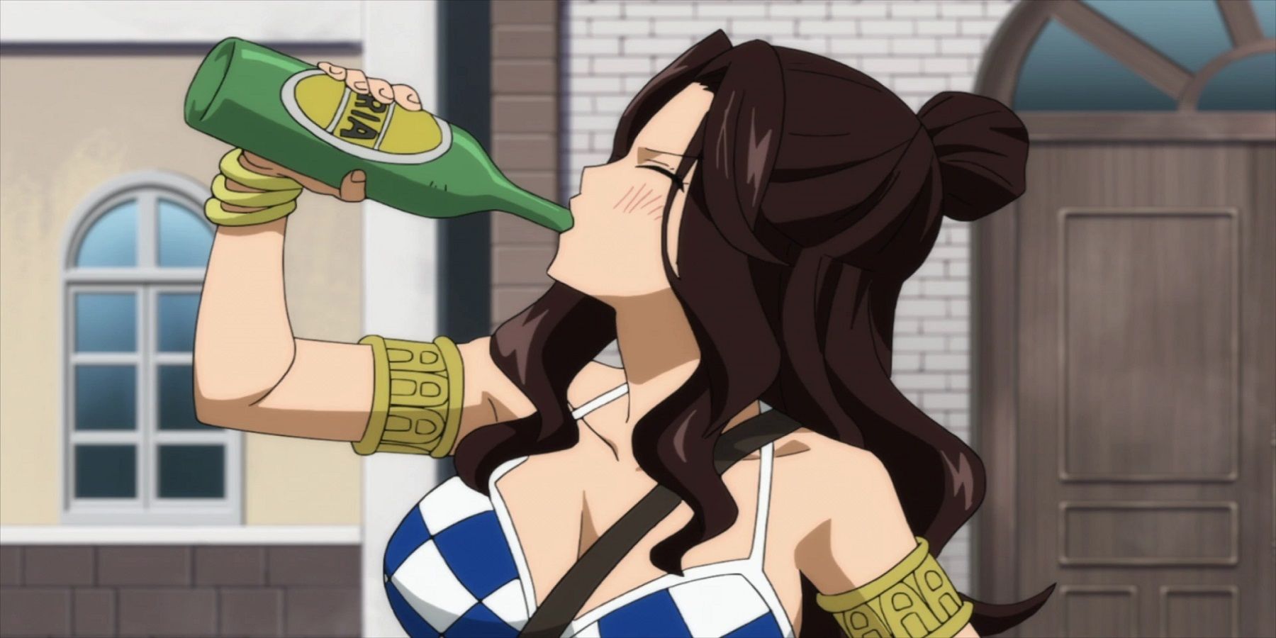 Cana Alberona Chugging A Bottle Of Beer 