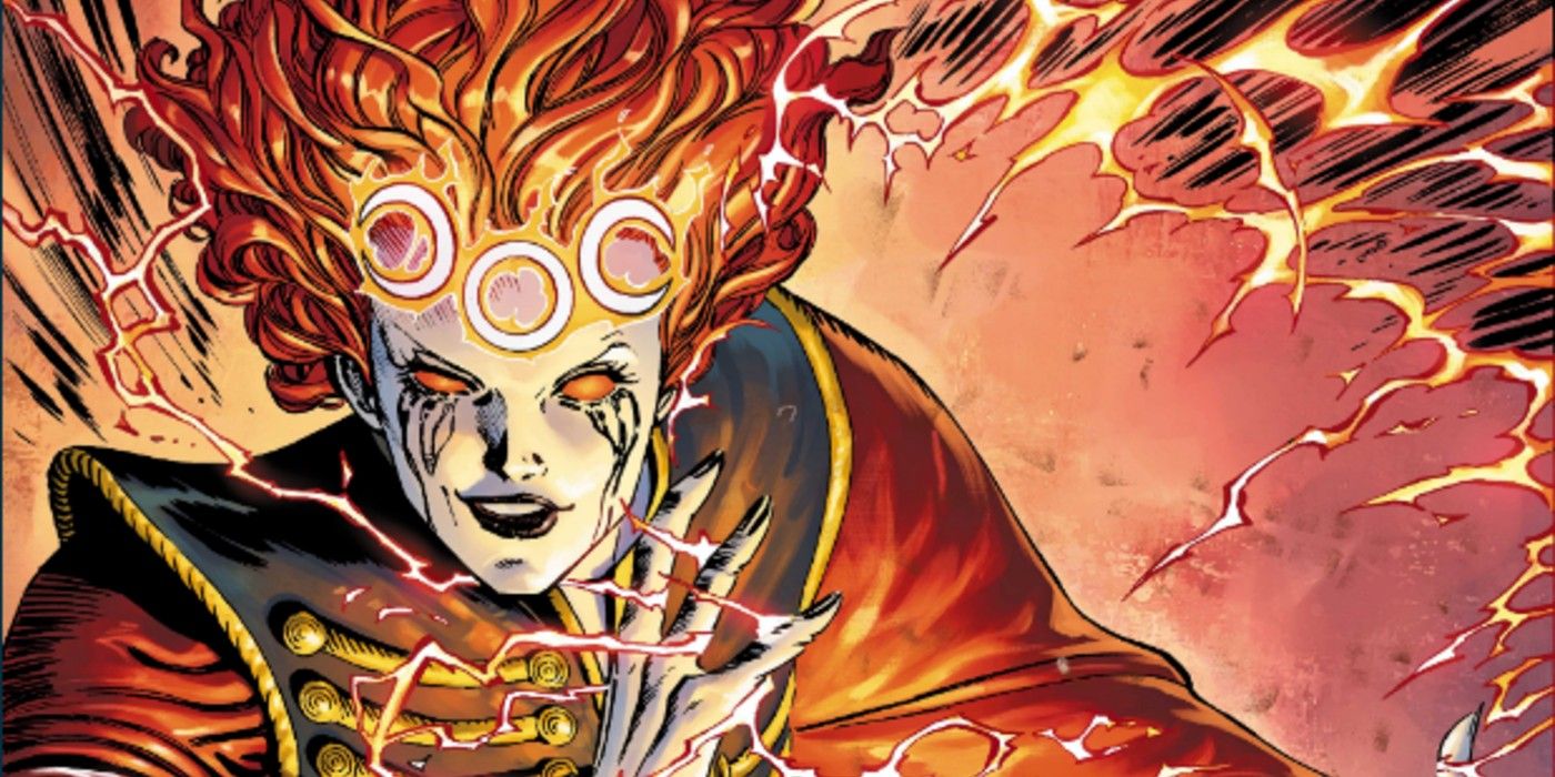 An image of Circe, grinning with a menacing smirk as she activates her powers in DC Comics
