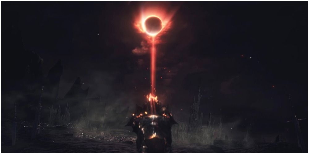 O Ashen One ajoelhado no final de Dark Souls 3