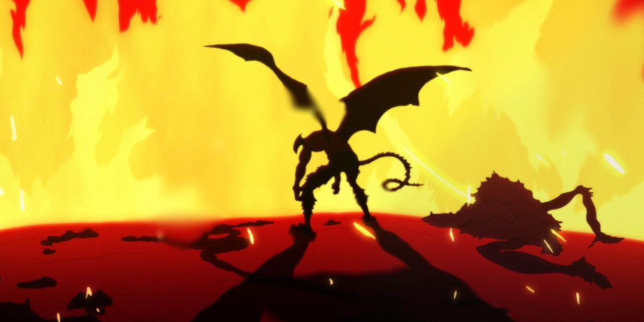 Amon Devilman Crybaby Stood In Front Of Flames