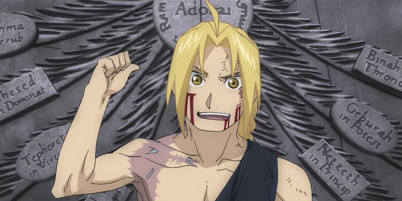 Edward Elric pointing to The Gate in Fullmetal Alchemist: Brotherhood