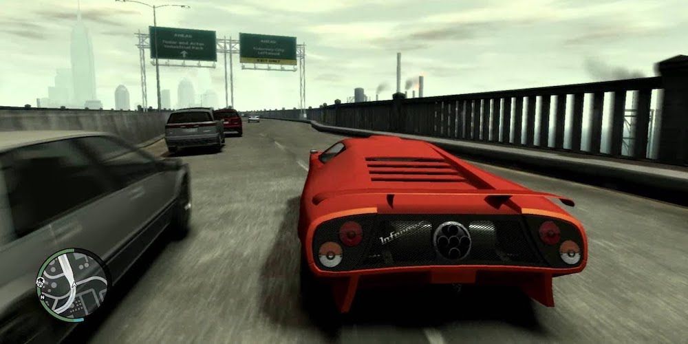 GTA IV driving red car