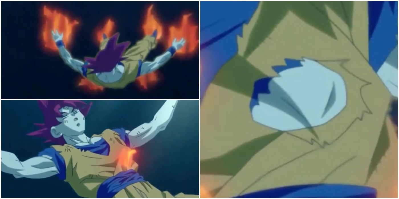 Anime Goku Heals His Wound with God Ki
