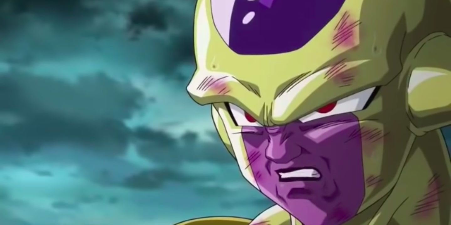 Golden Frieza from Dragon Ball Z makes an angry expression.
