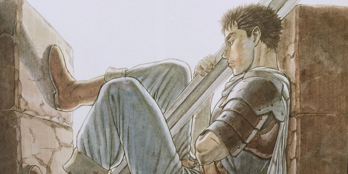 guts is resting in the berserk manga