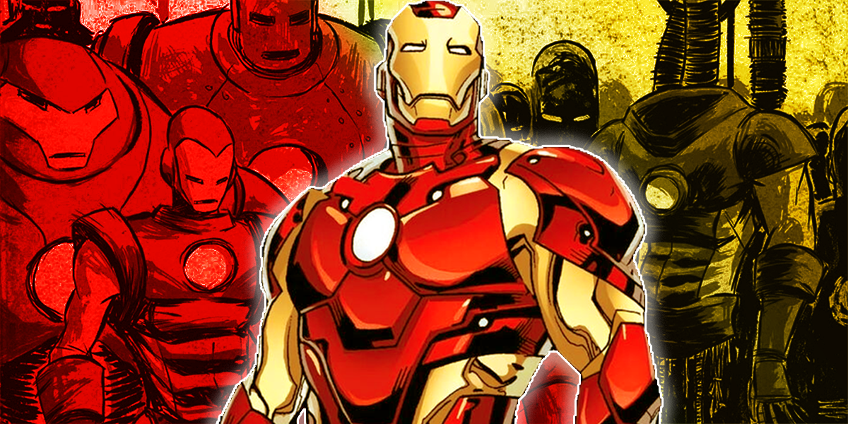 Iron Man and his armors split image