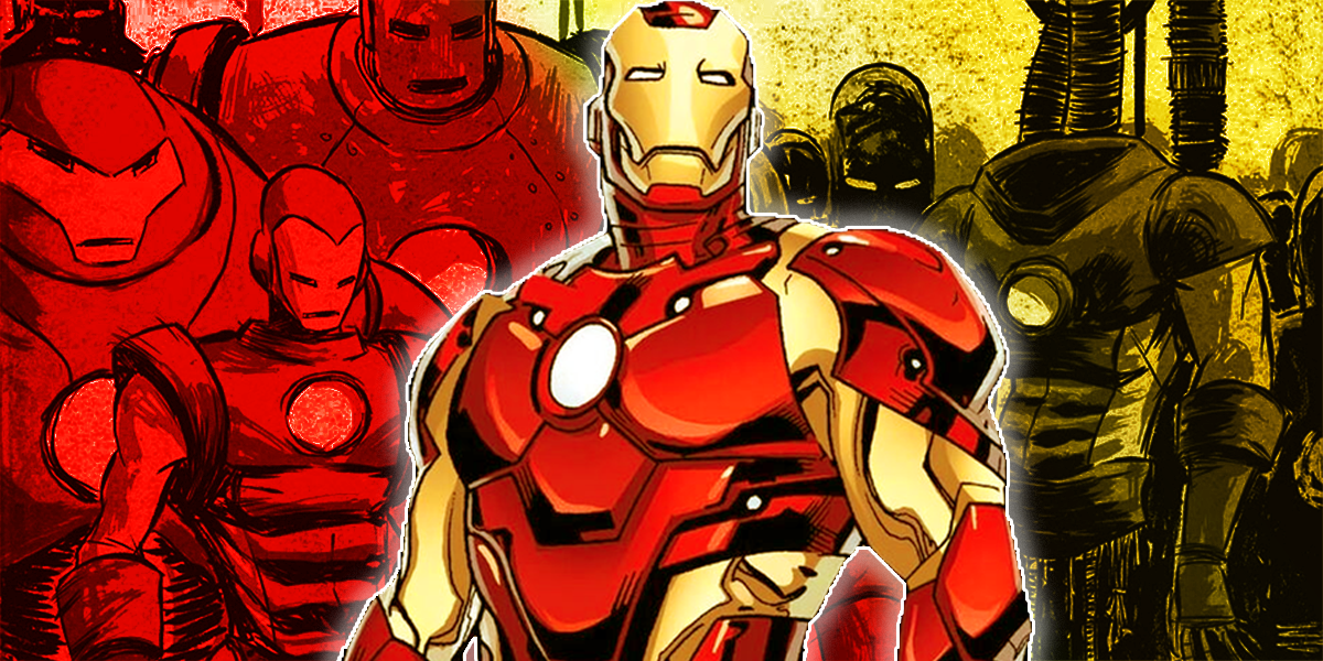 Marvel Comics' Iron Man and his armors split image