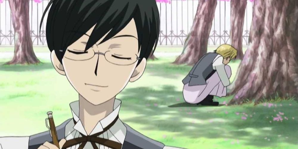 Kyoya Ootori smiling with his eyes closed (Ouran High School Host Club)