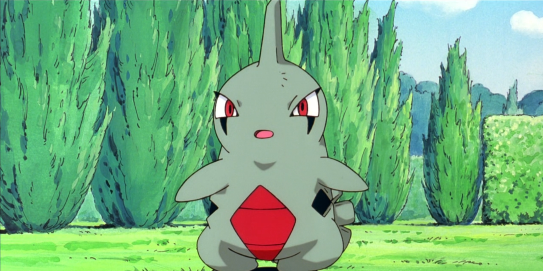 A baby Larvitar from the Pokemon anime