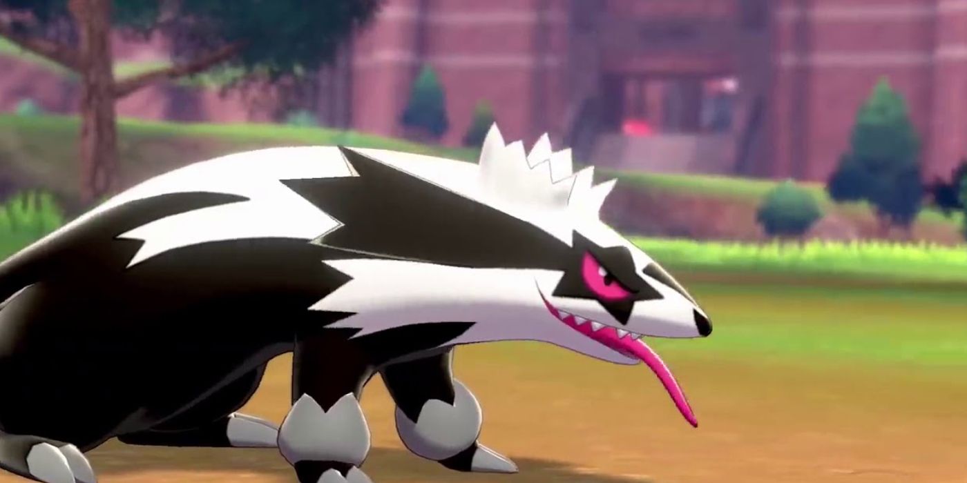 Galarian Linoone with its tongue out in Pokemon Sword & Shield
