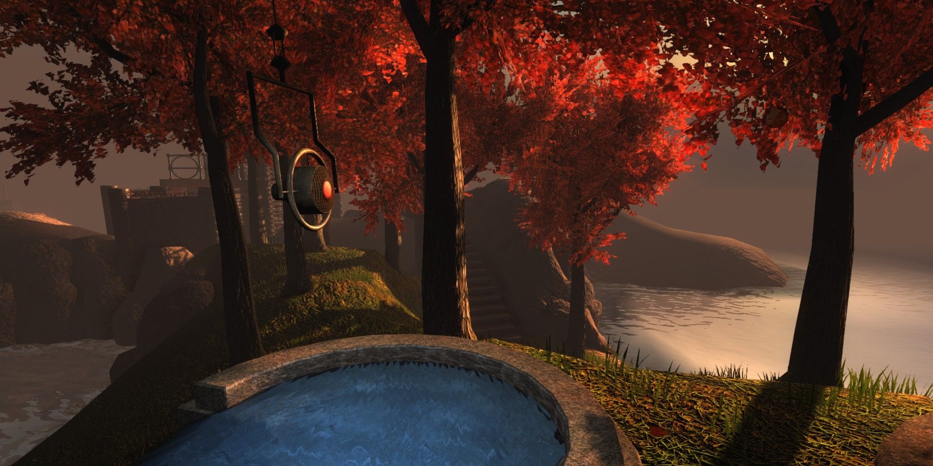 Myst pool with trees