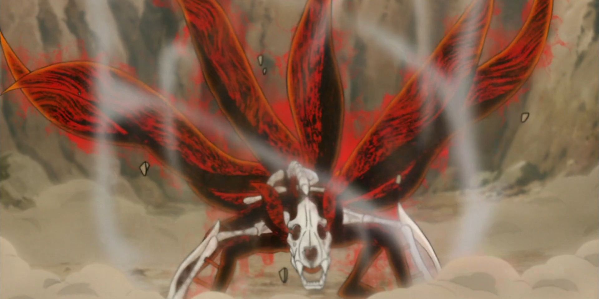 Naruto loses control and manifests four tails during his fight against Pain