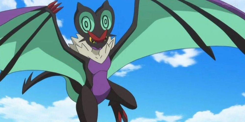 Ash's Noivern flying in the Pokemon anime