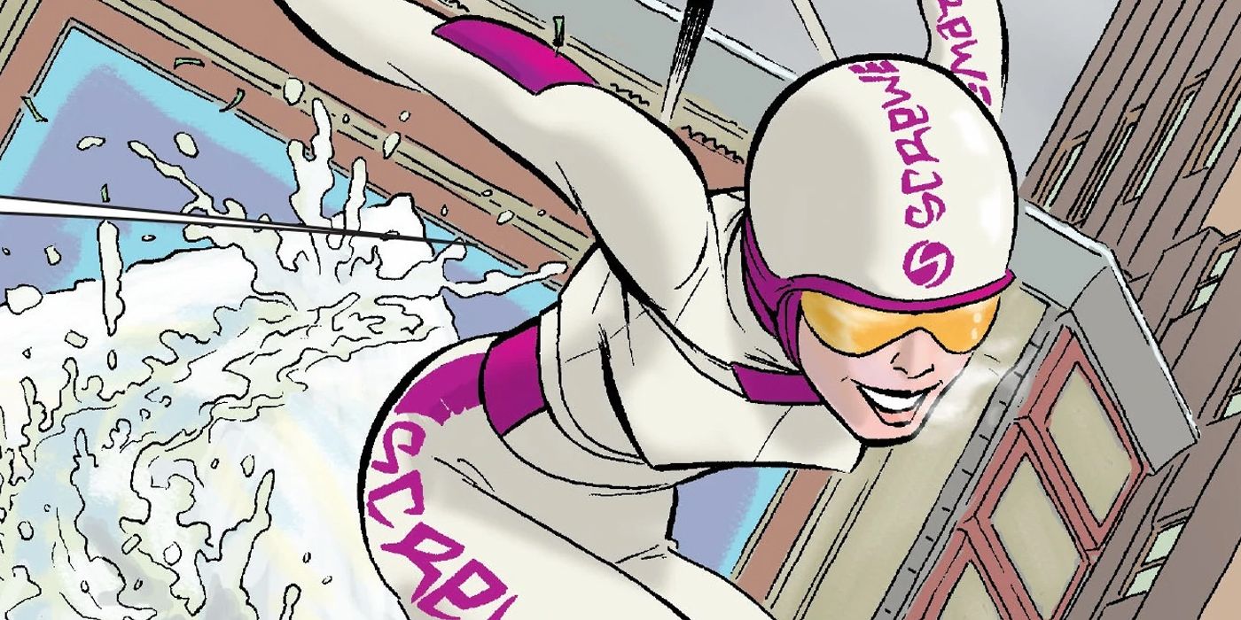 Screwball moving across the rooftops in Marvel Comics