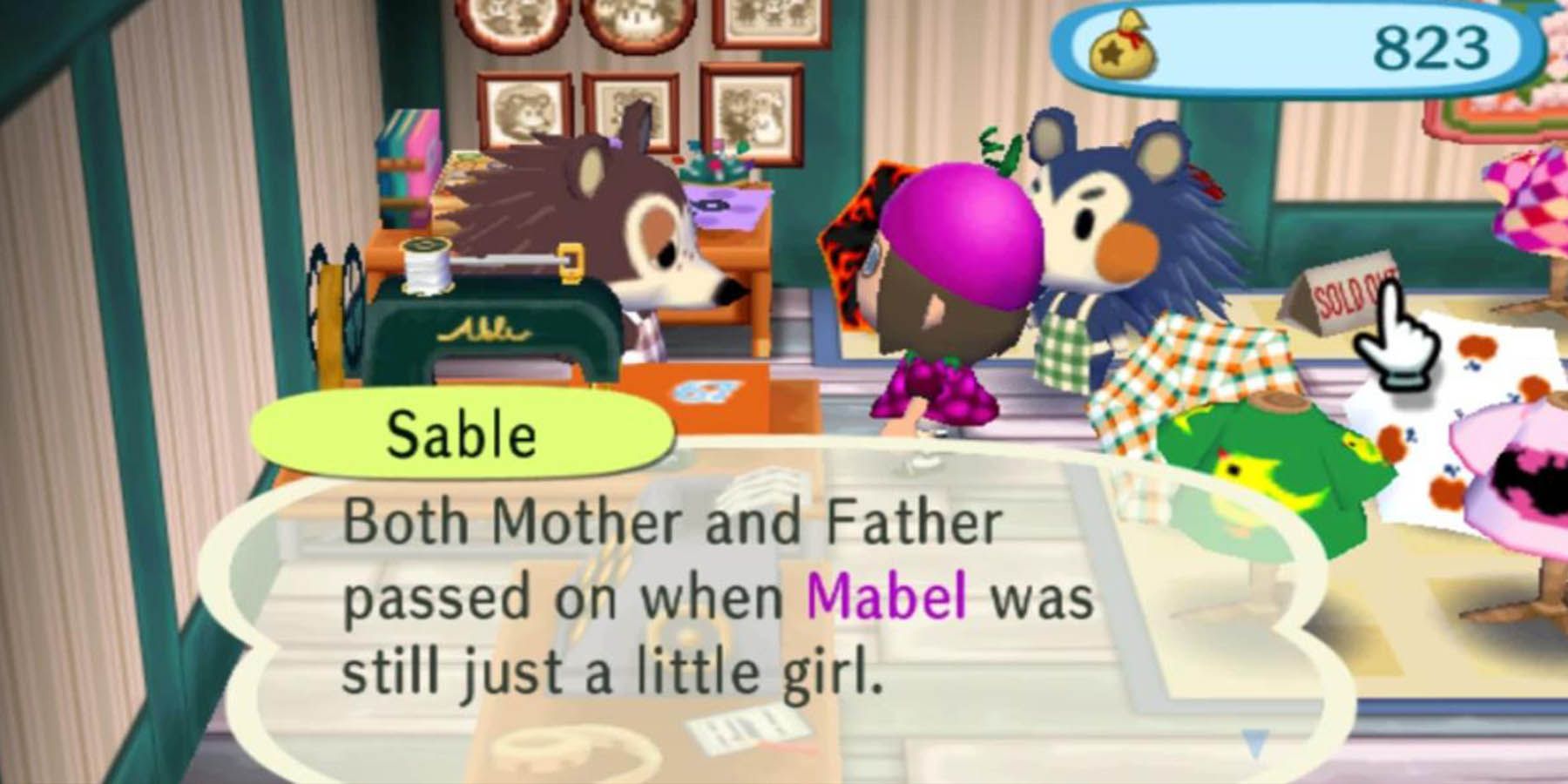 Sable fala sobre Mabel em Animal Crossing: New Horizons