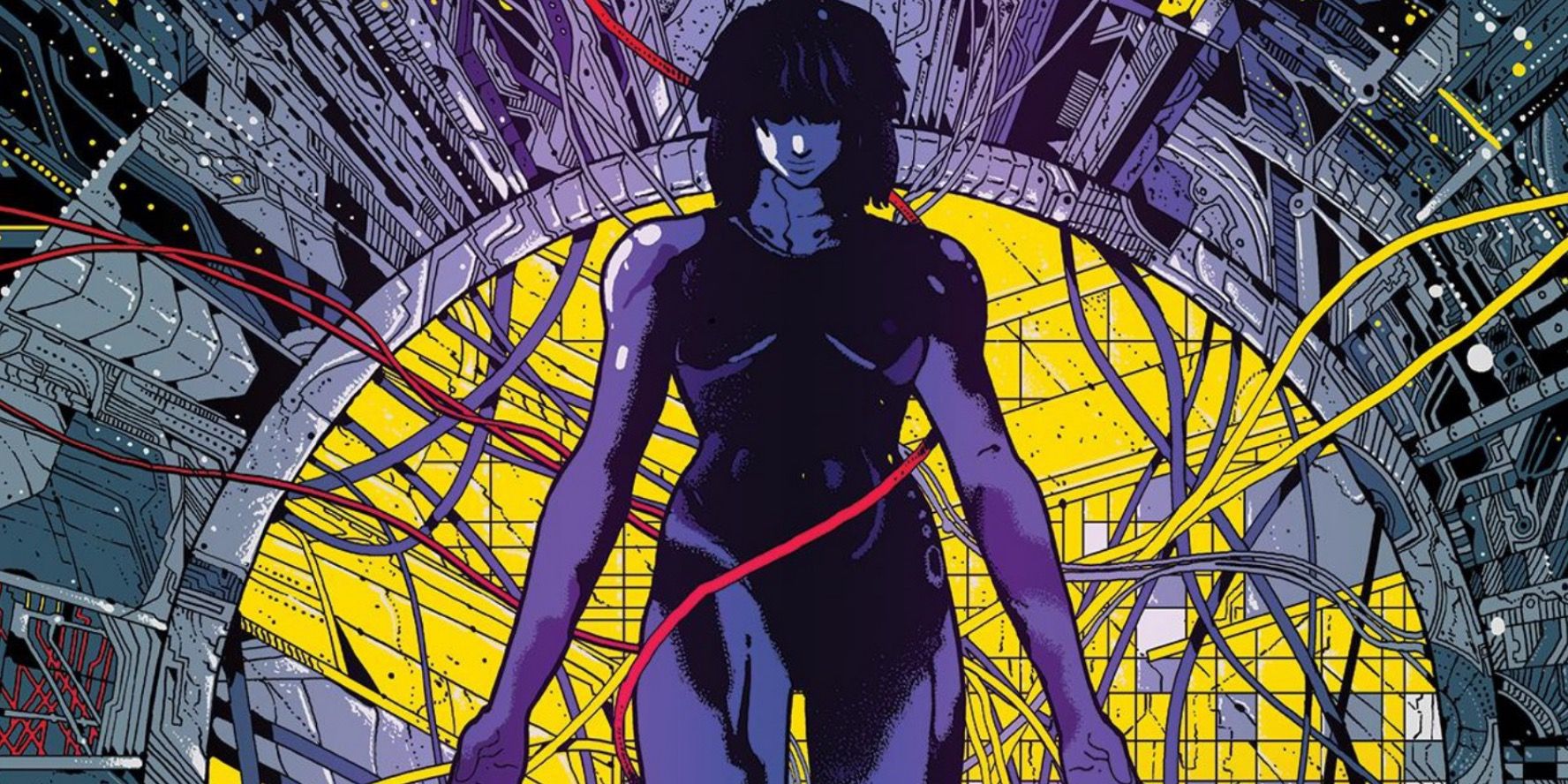 beautiful cyberpunk anime style illustration of motoko