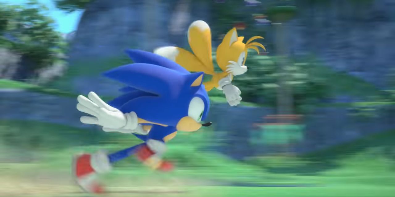 An image of Sonic running and Tails flying at equally high speed