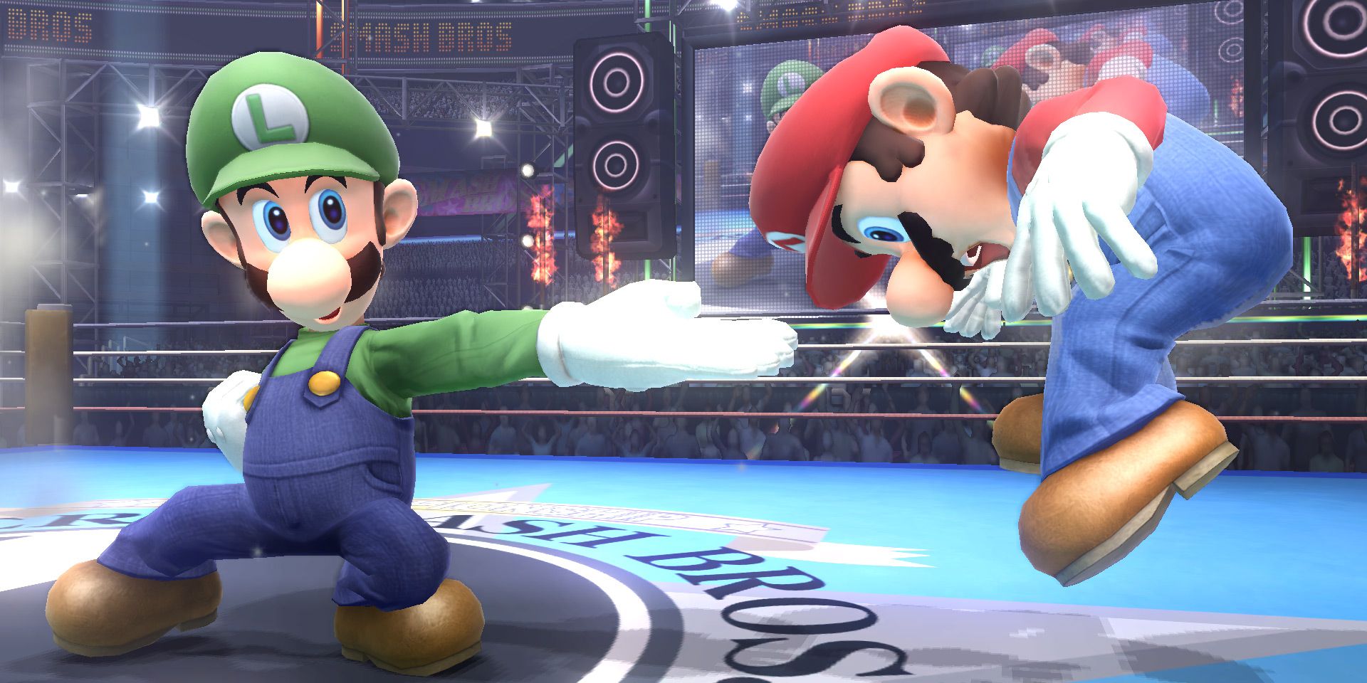 Nintendo Super Smash Bros Luigi Attacks Mario