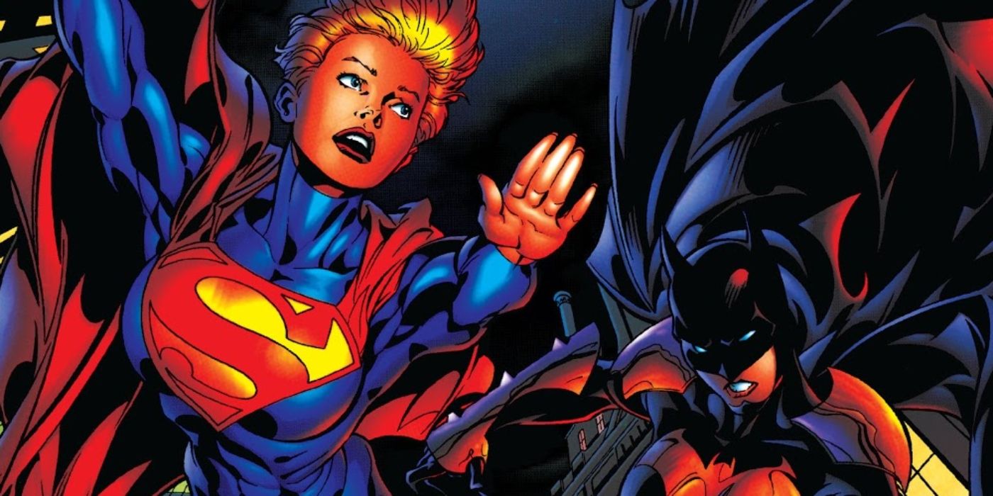 Supergirl and Batgirl about to fight in the cover of Elseworld's Finest: Supergirl & Batgirl