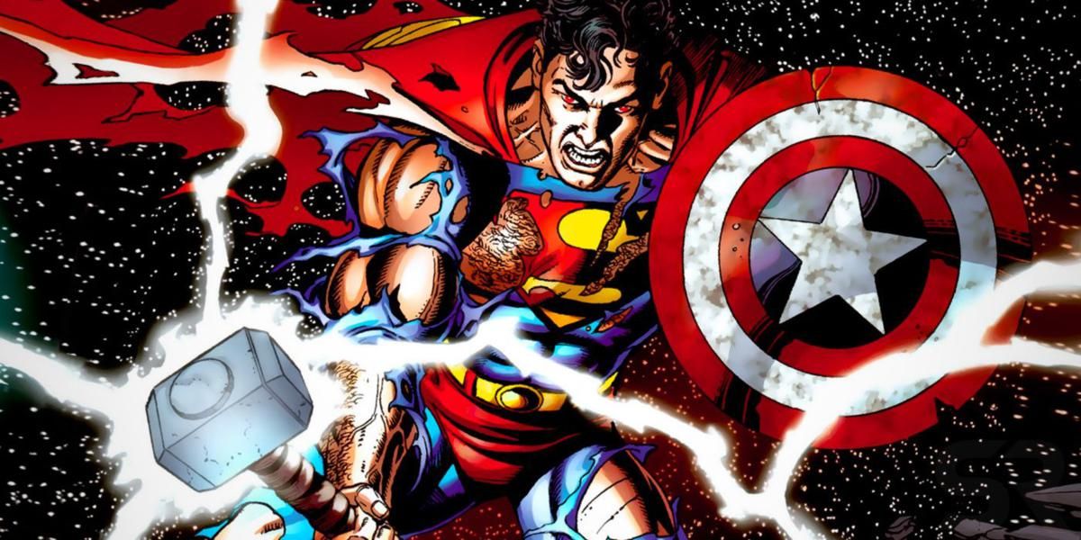 Superman wields Mjolnir in JLA/Avengers