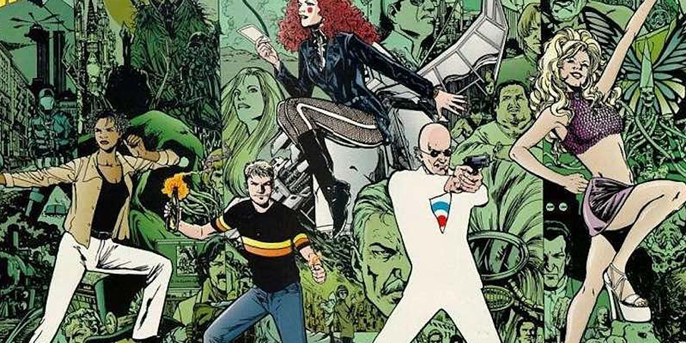 THE-INVISIBLES full cast in action poses in DC/Vertigo Comics