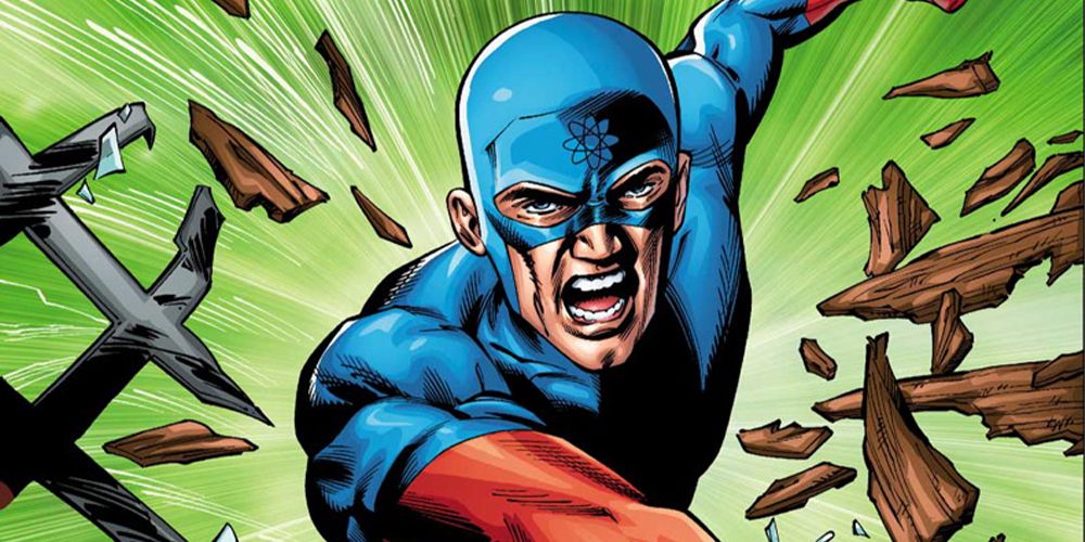 DC Comics' The Atom throwing his knock-out punch.