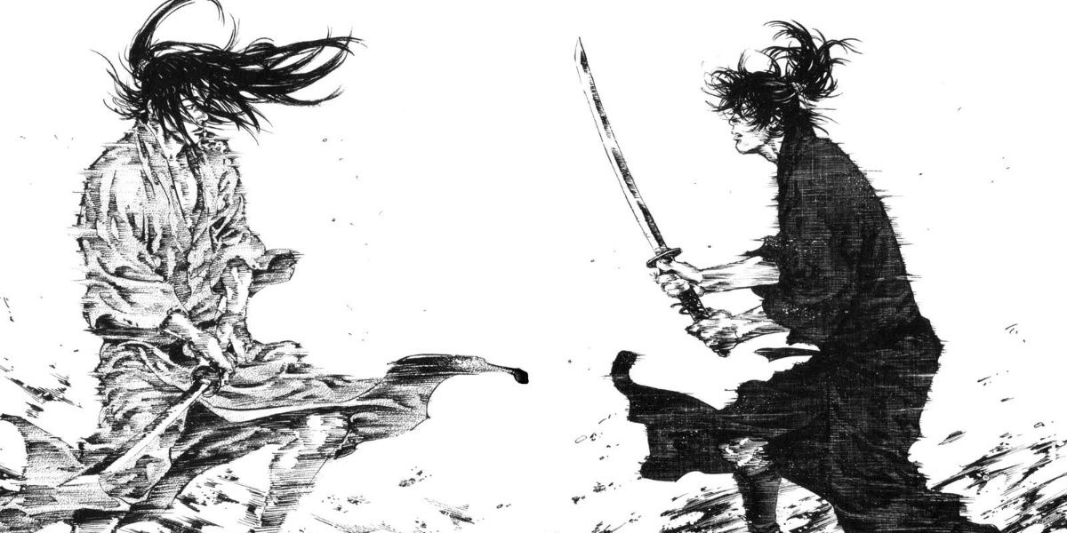 Vagabond's Miyamoto Musashi in a sword duel.