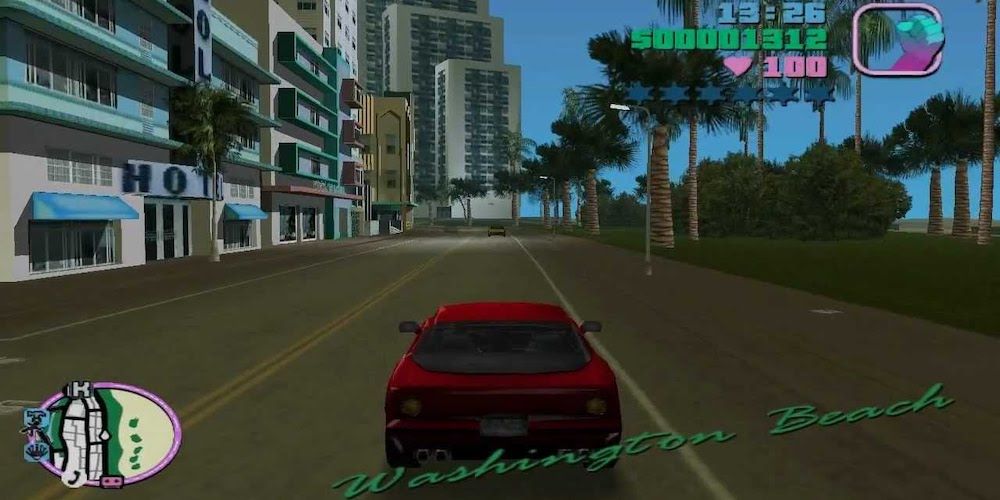 Vice city driving a red car