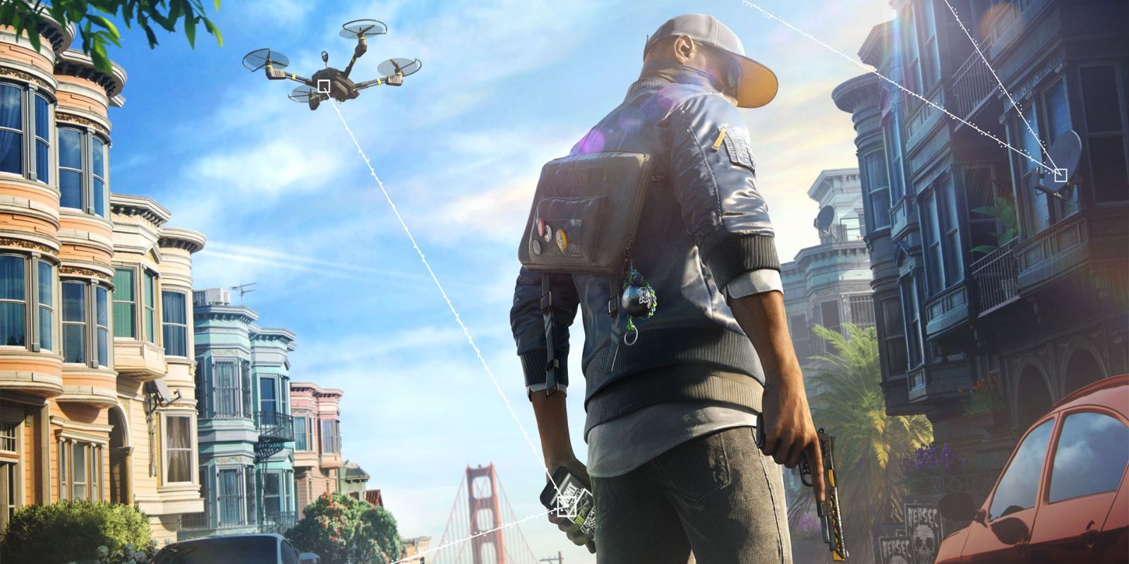 Marcus Holloway walking the streets in Watch Dogs 2