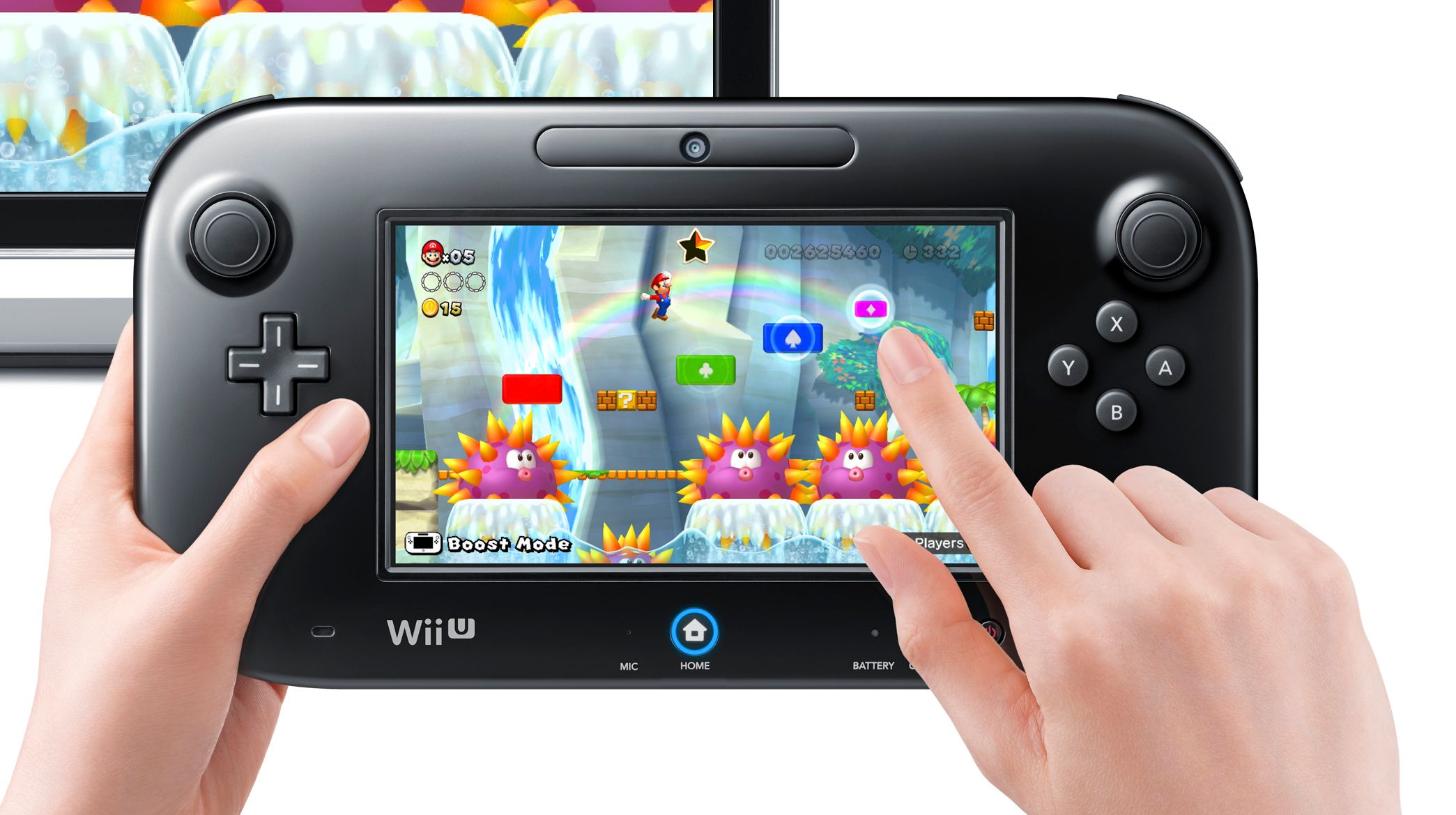 A gamer plays a game on the Ninentendo Wii U