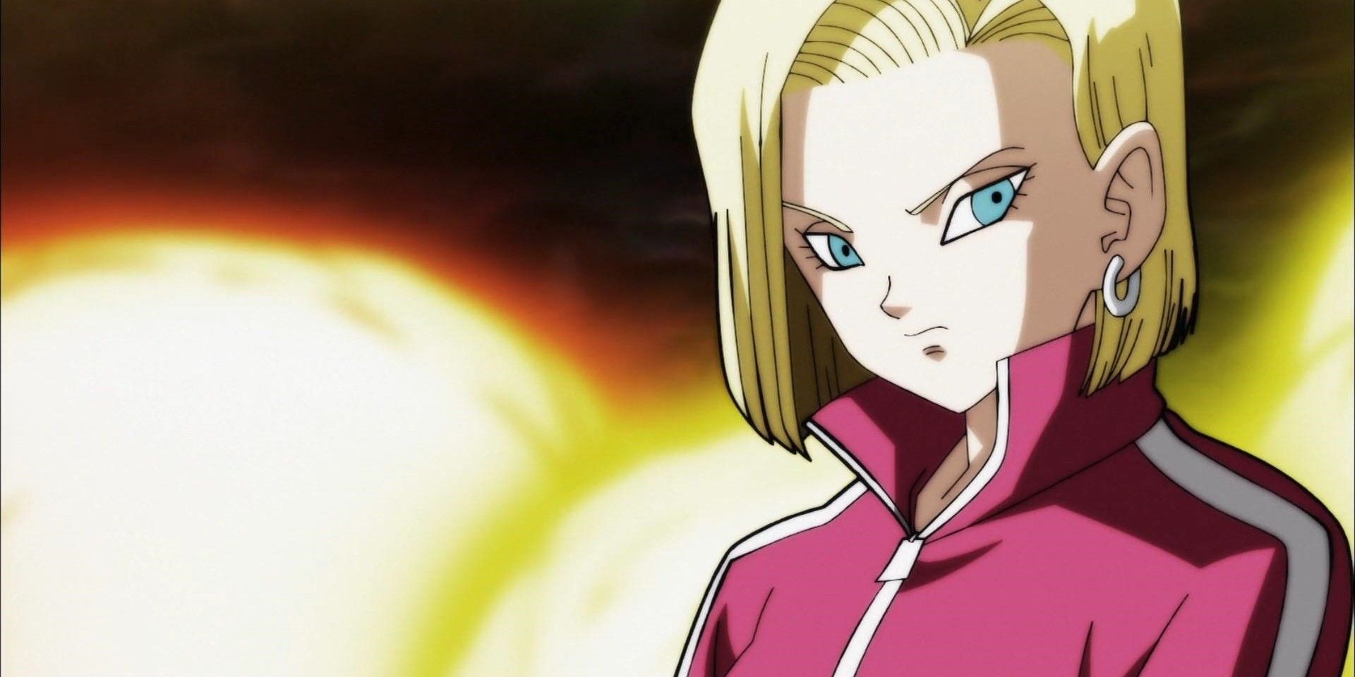 Android 18 prepares for battle in Dragon Ball Super.