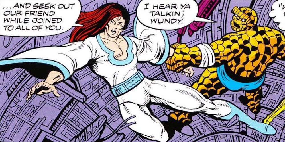 Wundarr the Aquarian in battle with The Thing in Marvel Comics
