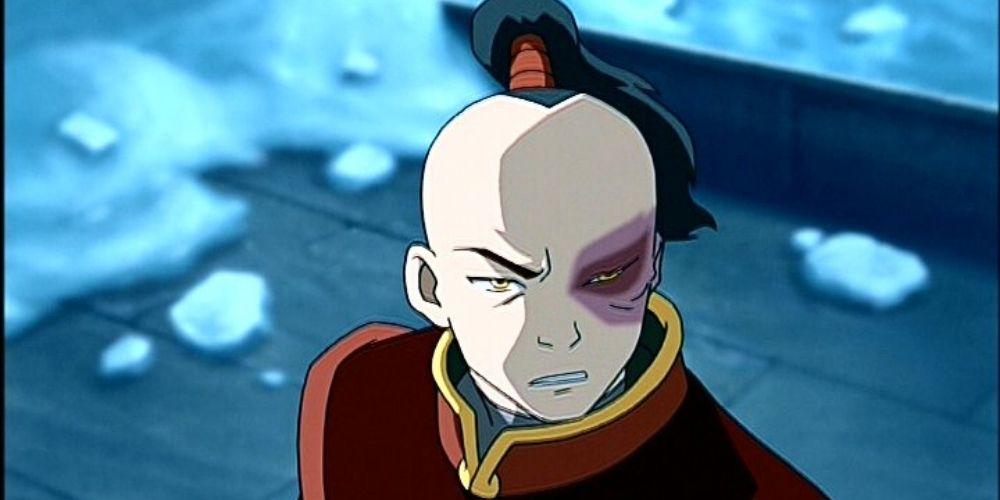 Prince Zuko from Avatar: The Last Airbender angrily standing in front of snow.