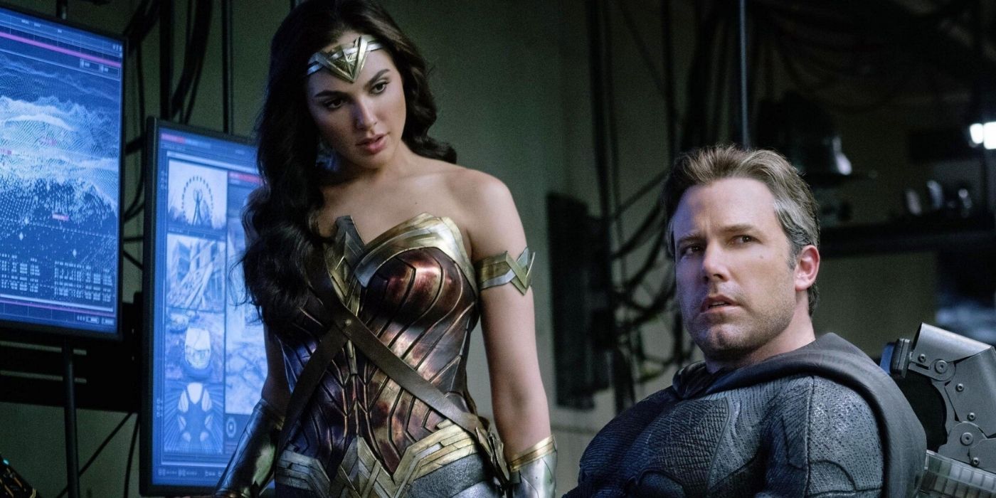 Batman and Wonder Woman in the Batcave in Justice League