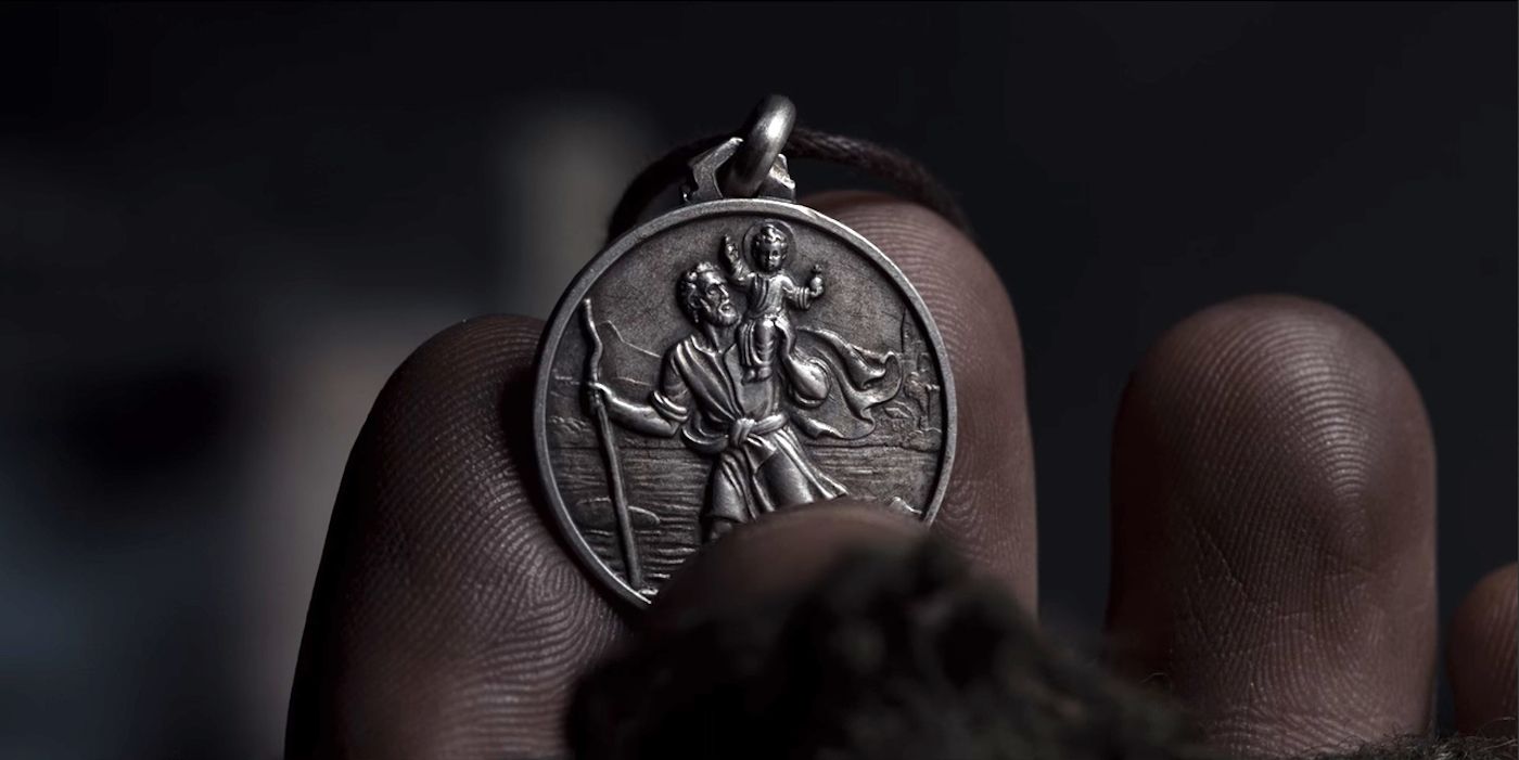 St christopher pendant dark buy discount