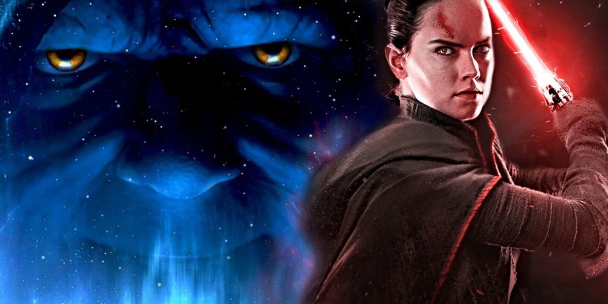 Dark Rey from Star Wars superimposed over Palpatine's face