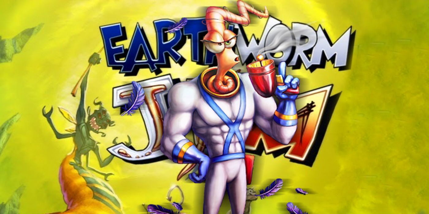 Earthworm Jim poses in his robot suit