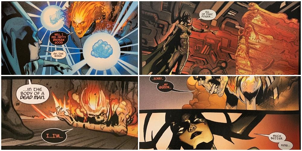 Hela battling Cosmic Ghost Rider from Marvel Comics