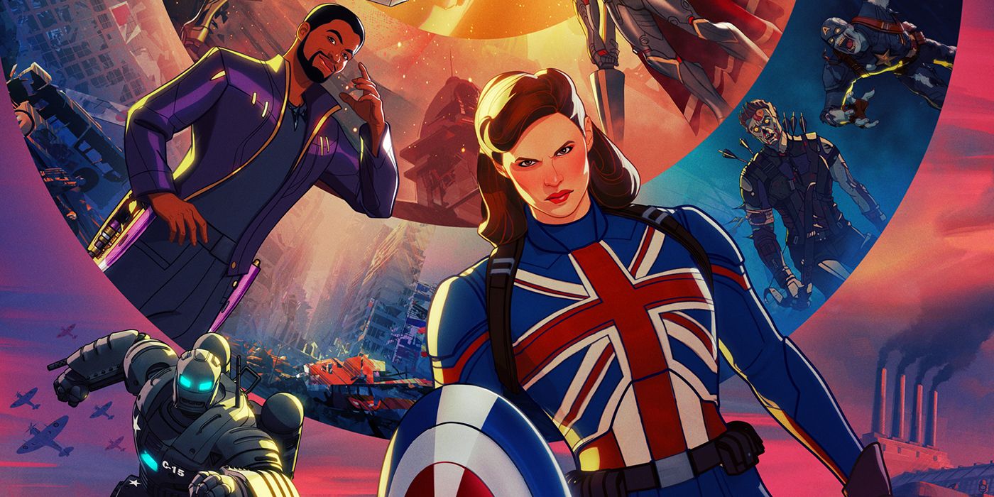 Captain Carter, Star-Lord T'Challa and Marvel Zombies pose in posters for What If...?