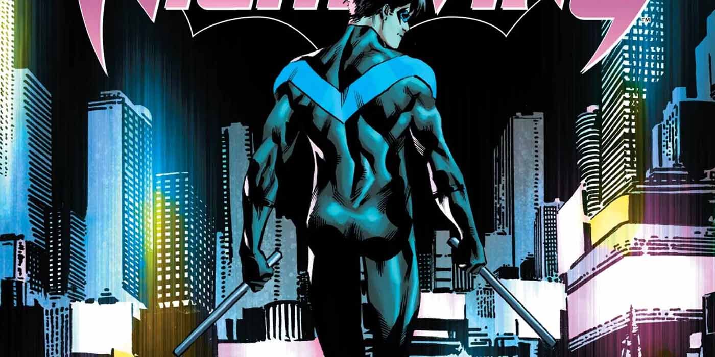 Nightwing with his back to readers in DC Comics