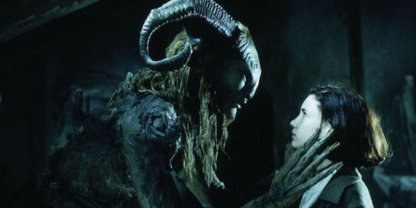 The Faun touches Ofelia's face in Pan's Labyrinth