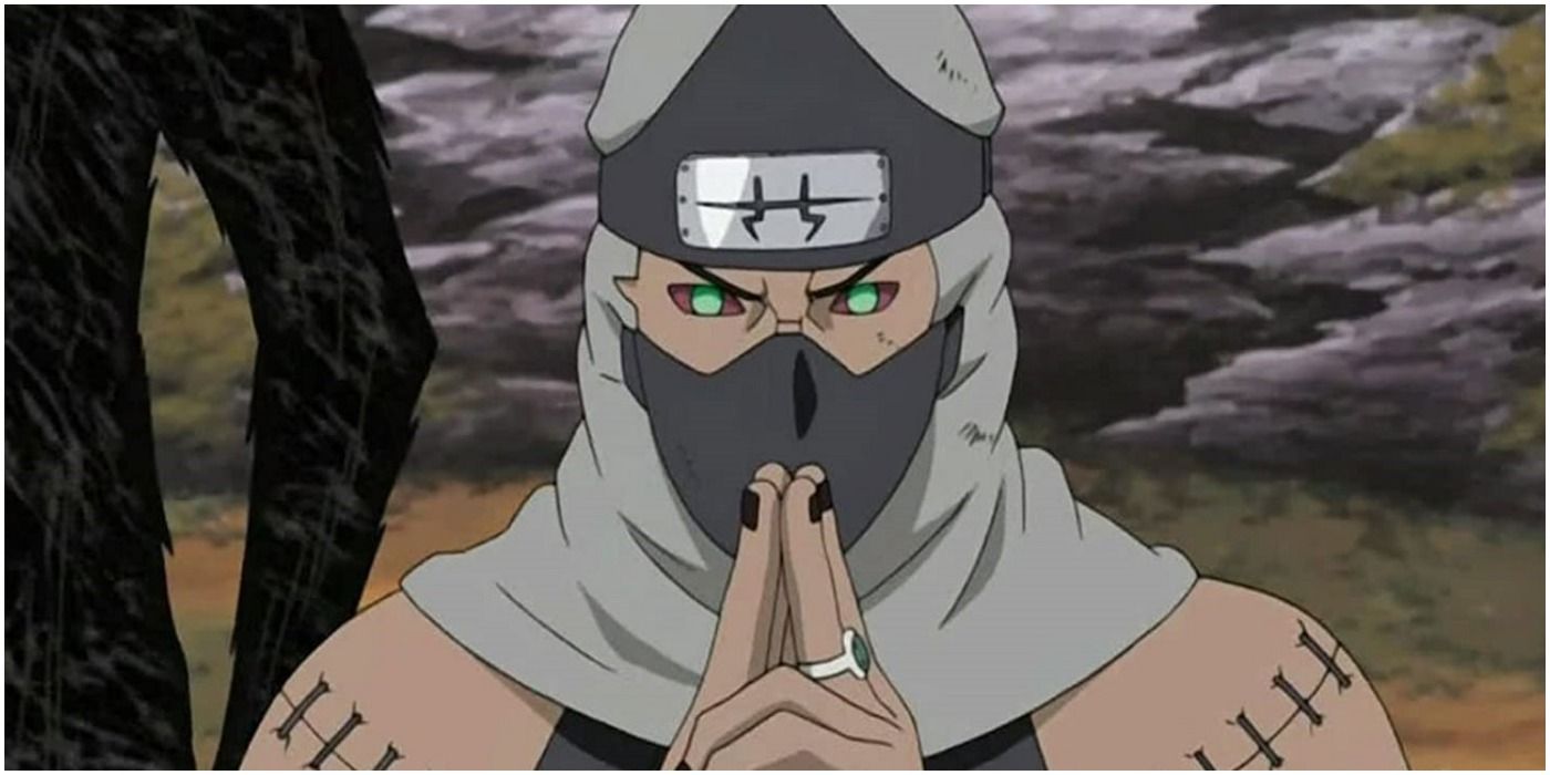 Kakuzu of the Akatsuki casting a jutsu in Naruto: Shippuden
