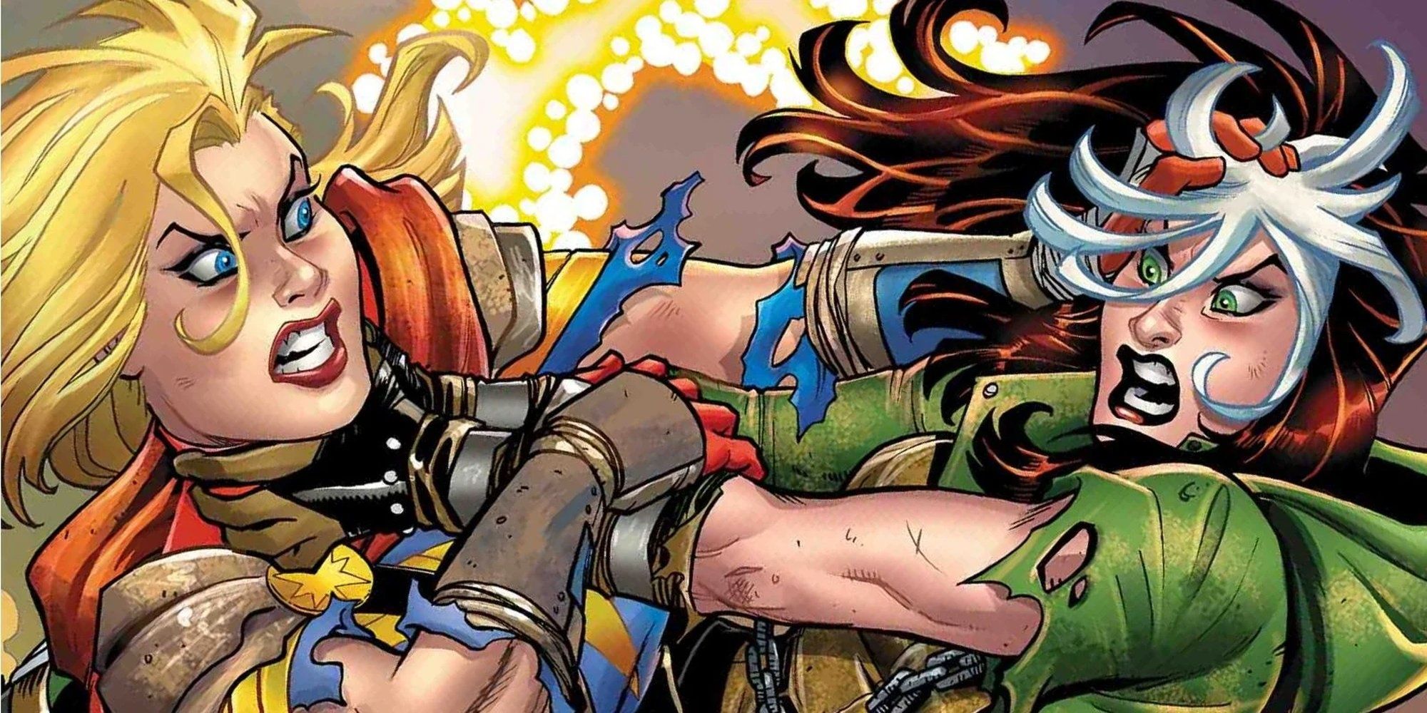 Rogue Fighting Carol Danvers Marvel Comics