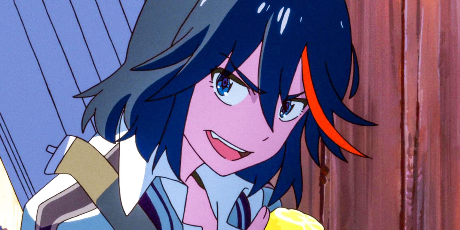 Ryuko Matoi smirking in a regular uniform from Kill La Kill.