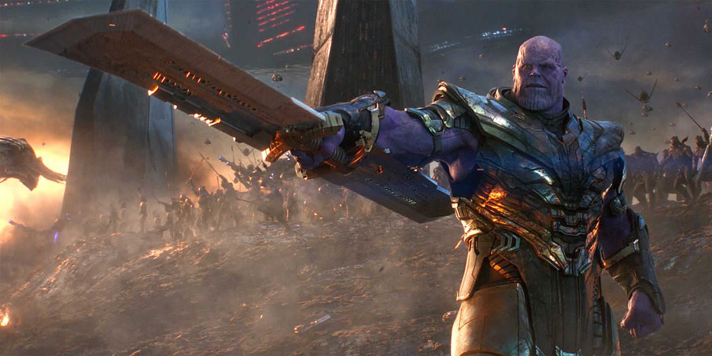 Thanos points his double-edge sword in Avengers: Endgame's final fight
