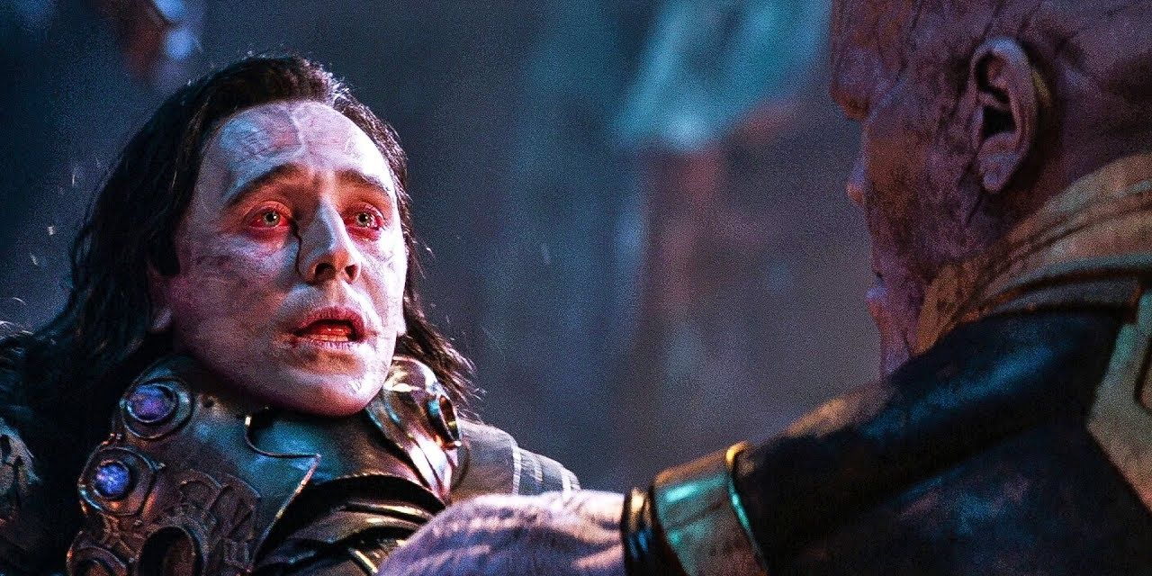Loki being choked by Thanos in Infinity War