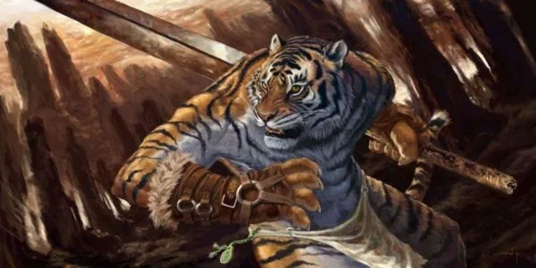 um homem-tigre com uma espada em Dungeons & Dragons