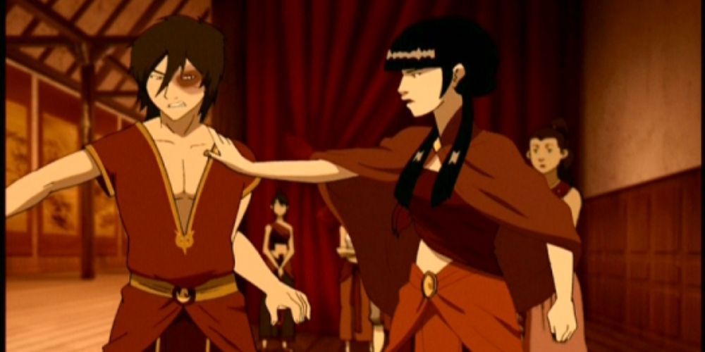 Zuko and Mai in their casual outfits in Avatar: The Last Airbender