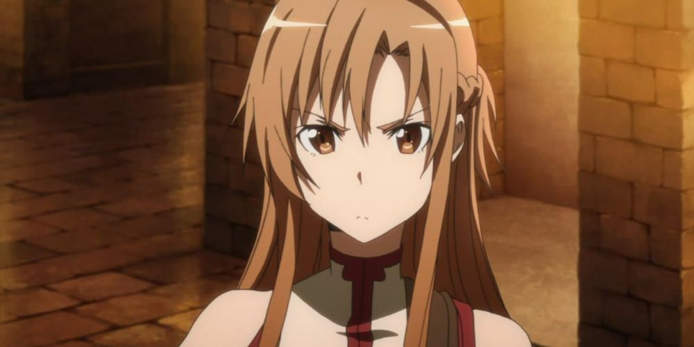 Asuna Yuuki looking on angrily at her enemy