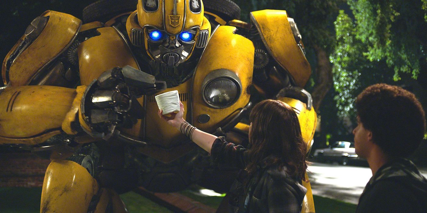 Charlie and her friend holding out a toilet paper roll in 2018's Bumblebee.